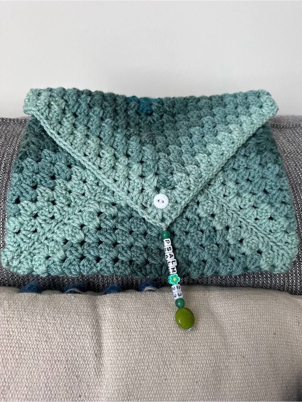 Handmade Crochet Book/Bible/iPad Cover - Seafoam Green